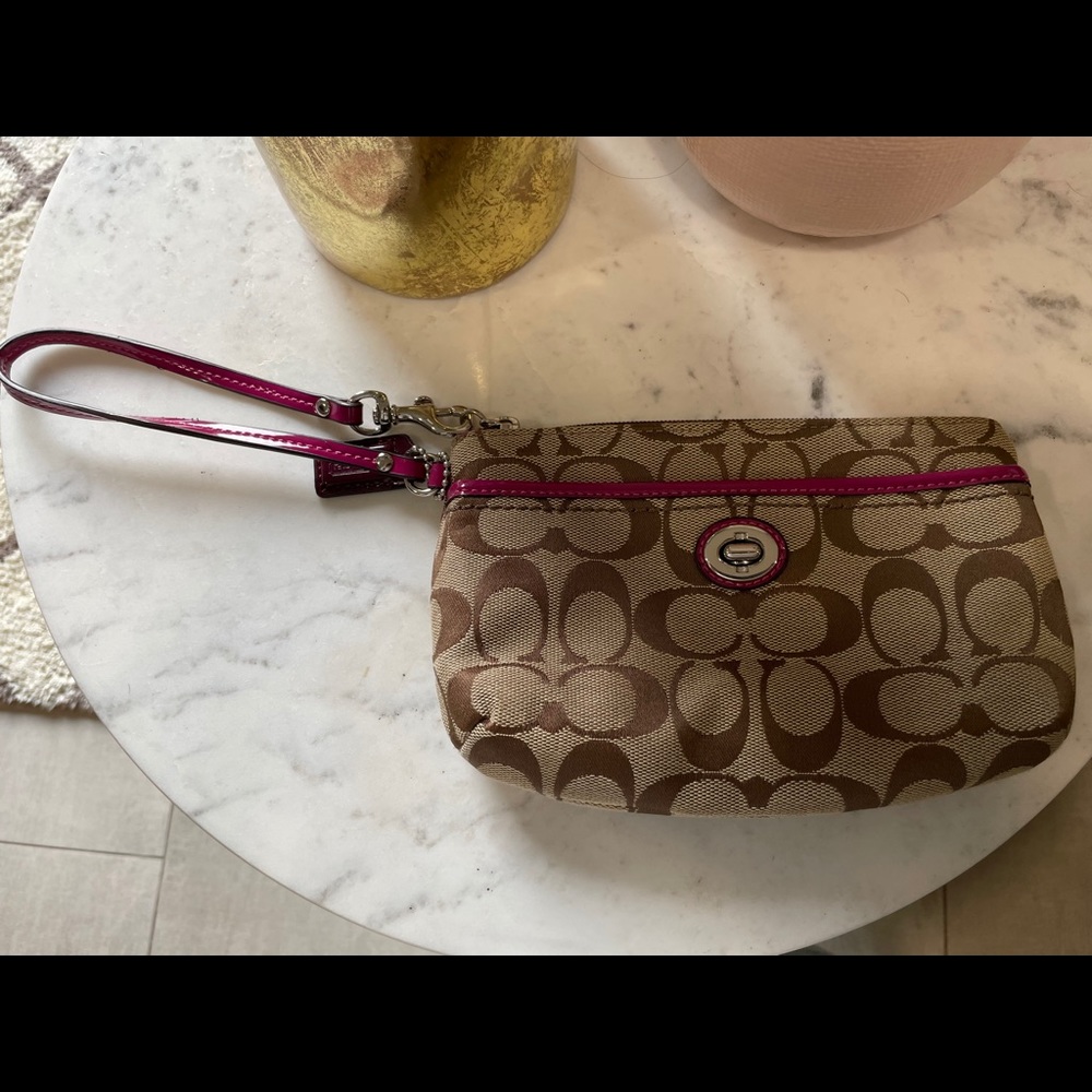 Coach Wristlet- Hot pink strap